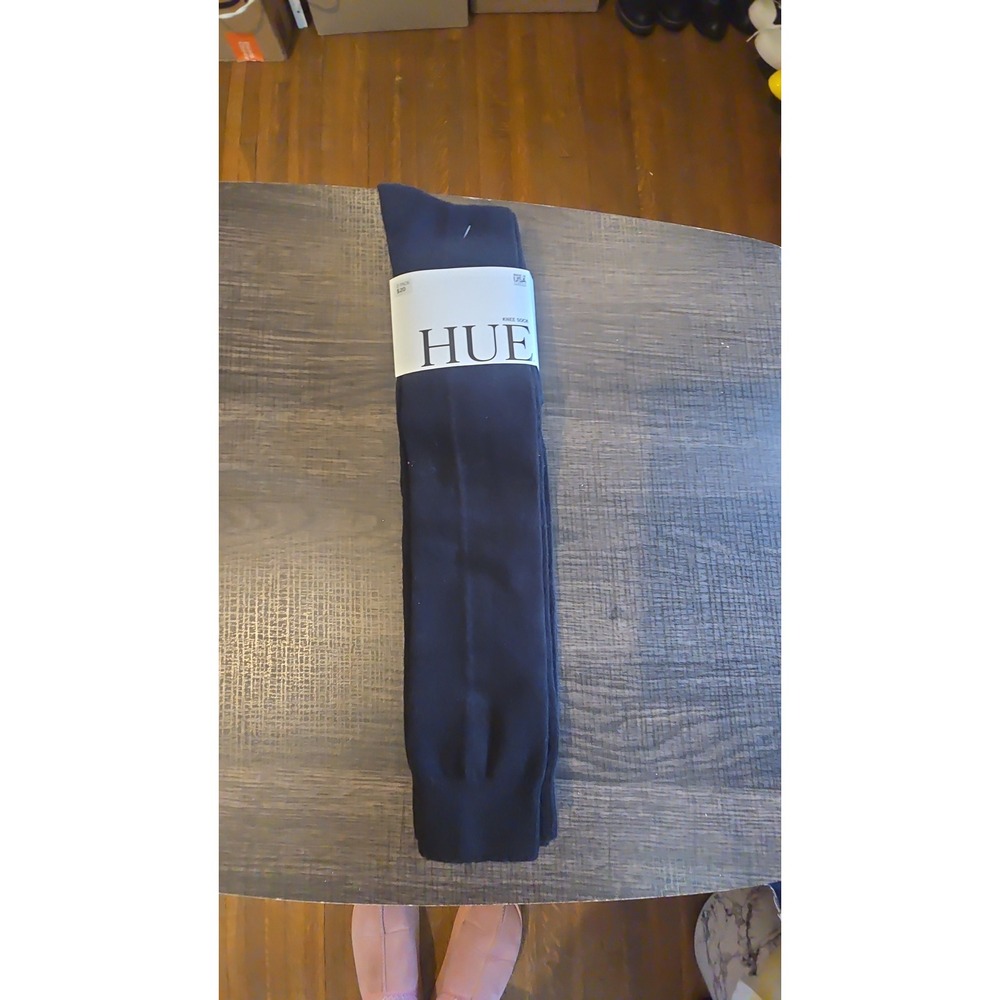 Hue Flat Knit Knee Socks 3 Pack Black Cotton Rayon Blend U21135 One Size NWT